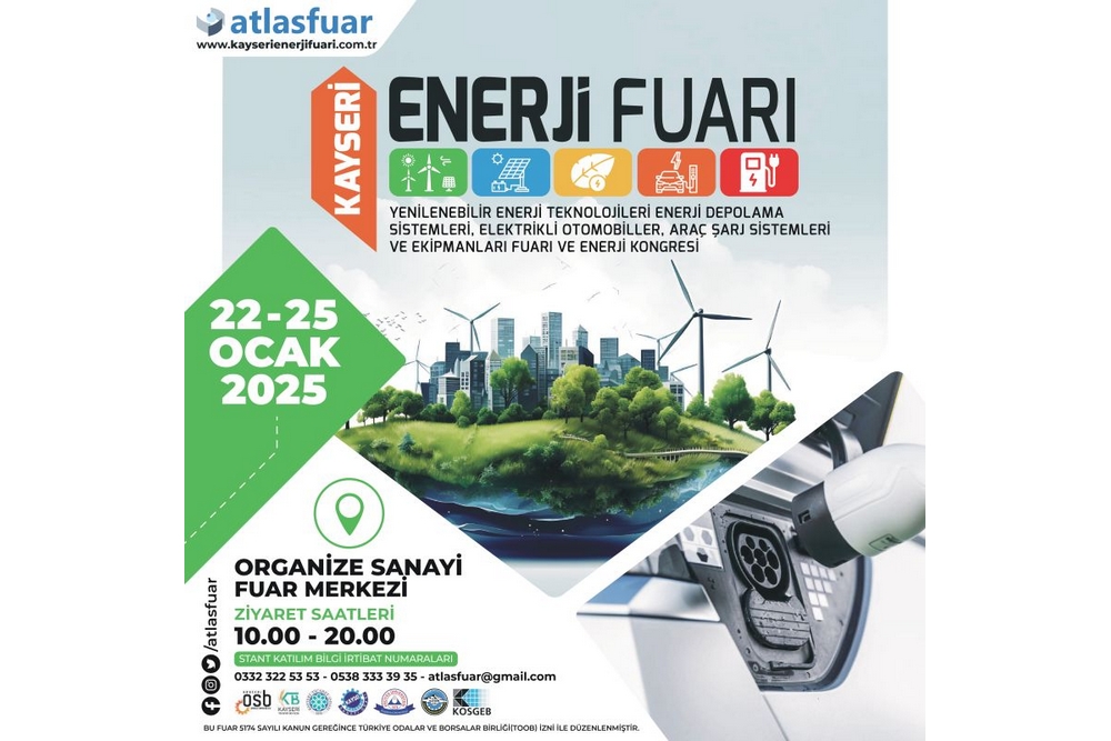 Kayseri Enerji Fuarı 22-25 Ocak 2025 tarihleri arasında Kayseri OSB Fuar Merkezi’nde düzenlenecek.